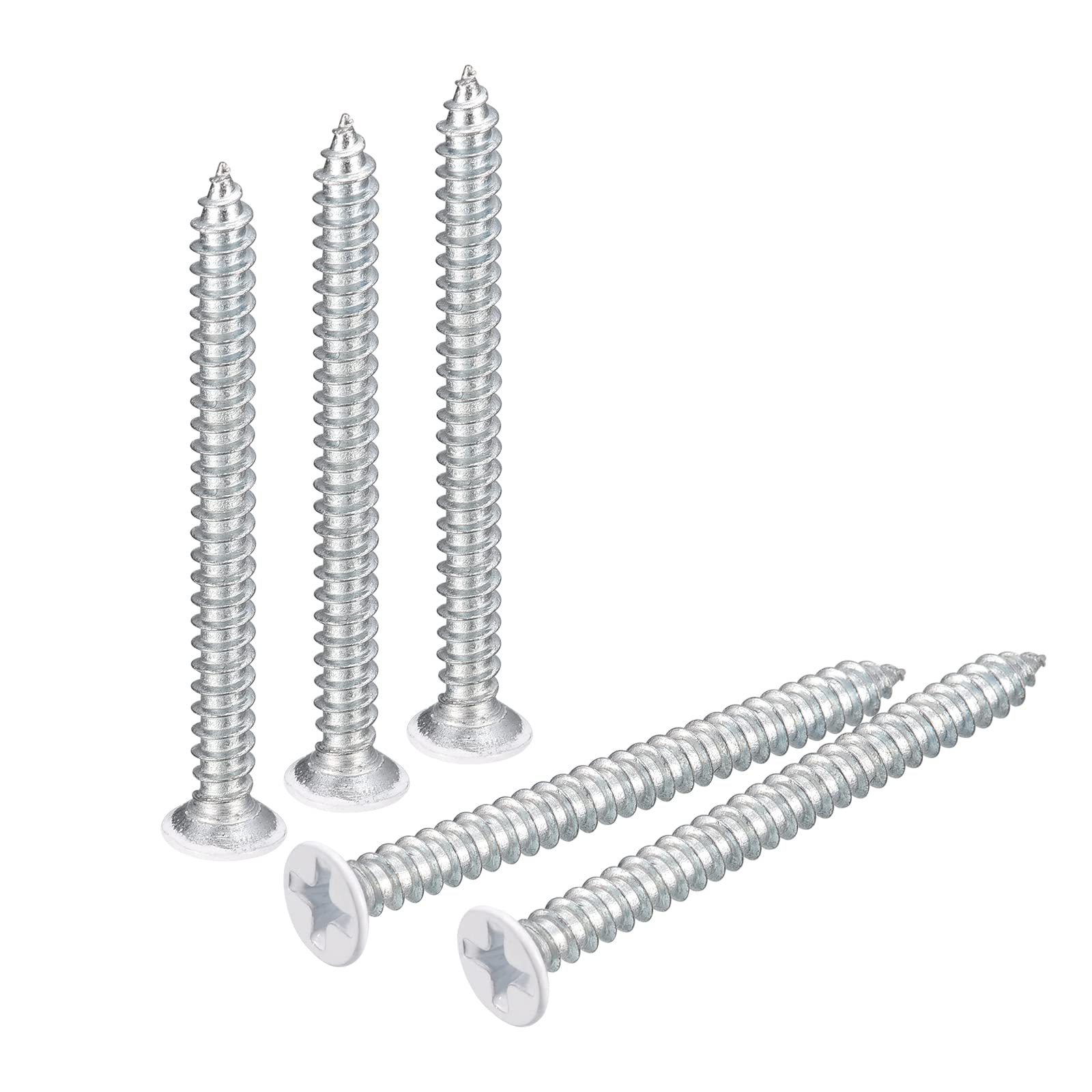 ST3.5x40mm White Screws Self Tapping Screws, 25pcs Flat Head Phillips Wood Screw
