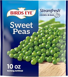 Birds Eye Steamfresh Sweet Peas, Frozen Vegetable, 10 OZ | 5g protein per serving; 5g fiber per serving; steam-in-bag frozen vegetables; quick prep; great for easy weeknight sides