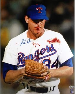 Nolan Ryan Autographed/Signed Texas 16x20 Photo Bloody Lip Beckett Witness