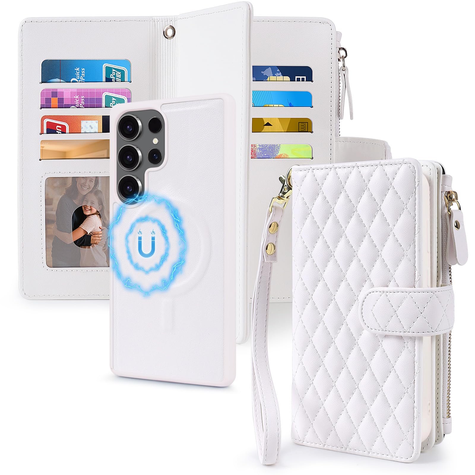 Harryshell 2 in 1 for Samsung Galaxy S25 Ultra Wallet Case Magnetic Compatible w