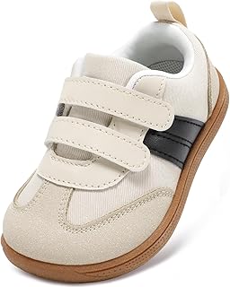 STQ KIDS Boys Girls Toddler Wide Toe Box Barefoot Shoes Kids Trainers | Hook & Loop, Zero Drop, Non-Slip, Lightweight, Flexible, Infant Baby First Walking Tennis Sneaker for School Outdoor Indoor