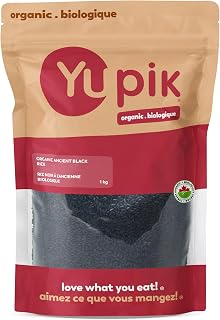 Yupik Organic Ancient Black Rice, 1 kg, Gluten-Free, Non-GMO, Vegan, Kosher, Short Grains, Salt-Free, Source of Fiber, Easy Preparation, Ideal for Recipes, Side Dishes, Salads & More