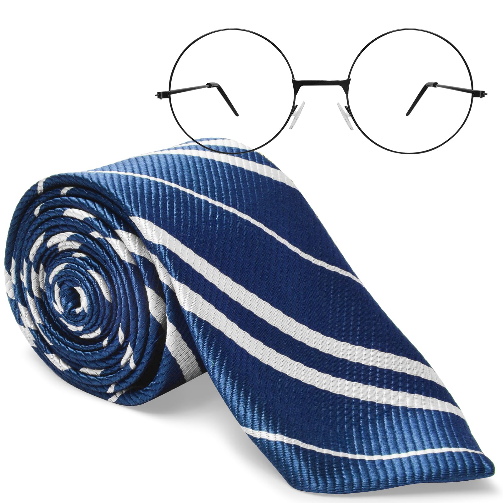 Halloween Wizard Cosplay Tie, Classical Tie with Glasses Costume Set for Themed 