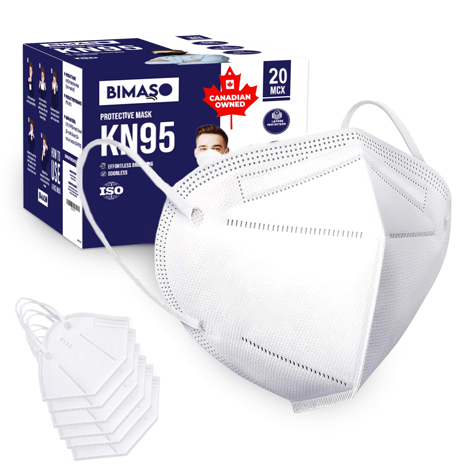 [20 PACK] 5-Ply Disposable Face Mask - Premium Material and Comfortable Fit for 