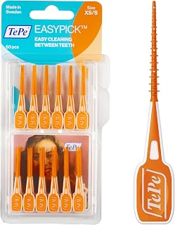 TePe EasyPick Toothpicks, Orange, ISO XS-S, 60pcs | Dental plaque removal tool, Effective and easy cleaning between the teeth, Toothpicks for narrow gaps