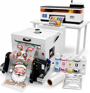DTF Printer with XP600 Printhead & Automatic Oven for T-Shirt Printing | Complete DTF Printing Kit with XP600 Printhead, Automatic Oven, CMYKW Ink, PET Film & Powder for T-Shirt Printing