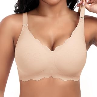 Jiuday Women's Bra without Underwire Large Breasts Soft Comfortable Jelly Bra Seamless Push Up Bra Seamless T Shirt Non-Wired Padded Classic Bralette