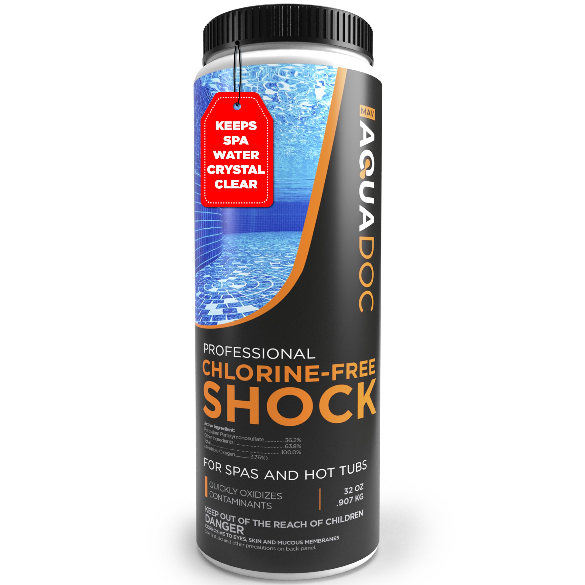 AquaDoc Non Chlorine Hot Tub Shock - Enhanced Spa Oxidizer - 32oz | Oxygen Based