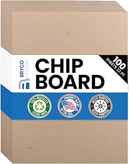 Bryco Goods Chipboard Sheets 8.5" x 11" - 100 Sheets, 22-Point, Made in USA | Kraft Board for Crafts, DIY Projects, Packaging, Shipping, Scrapbooking, Durable Alternative to Cardboard Sheet and MDF Board