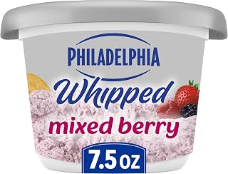 Philadelphia Whipped Flavored Cream Cheese Spread, Mixed Berry, 7.5 oz | for Smooth Spreadable Mornings No Artificial Preservatives, Flavors, or Dyes Made With Fresh Milk & Real Cream,