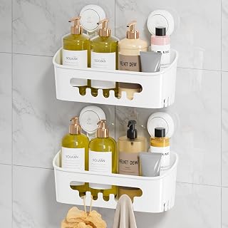 LEVERLOC Shower Shelf with Suction Cups Without Drilling for Bathroom Shelf