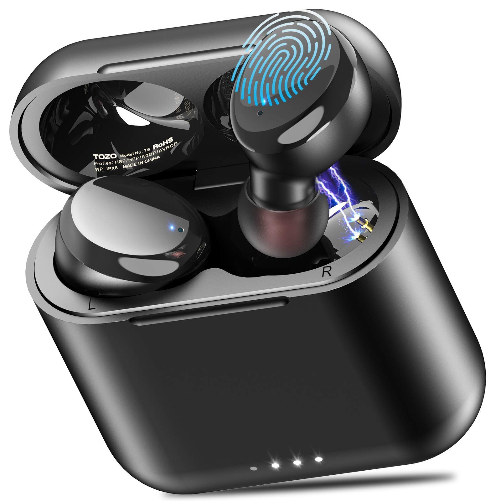 TOZO T6 Ergonomic Edition Wireless Earbuds Bluetooth 5.3 Headphones, Ergonomic D