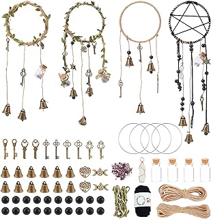 ORIGACH 4 Set DIY Witch Bells Kit for Door Knob Witchcraft Decorations Kit Witches Wind Chimes for Protection Witchy Gift Witch Craft for Bedroom Garden Wall Hanging