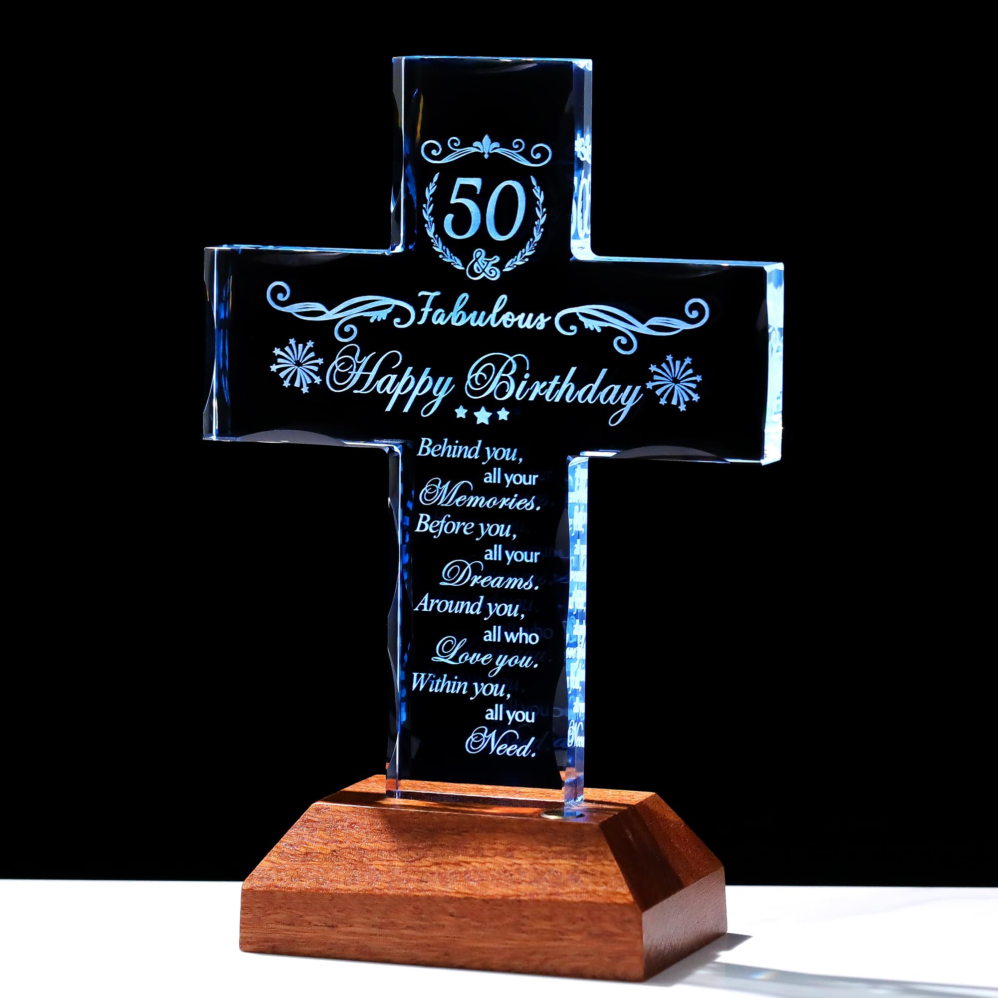 50th Birthday Glass Cross Gifts for Him, Her, 50 Year Old Birthday Gifts