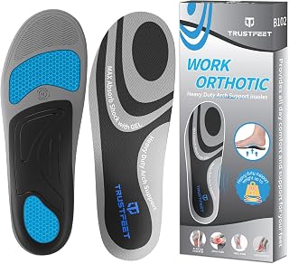 Trustfeet Work Insoles for Men Women, Anti-Fatigue Arch Support Insoles for Standing All Day, Comfort Shoe Inserts with Gel, Work Boot Inserts-L