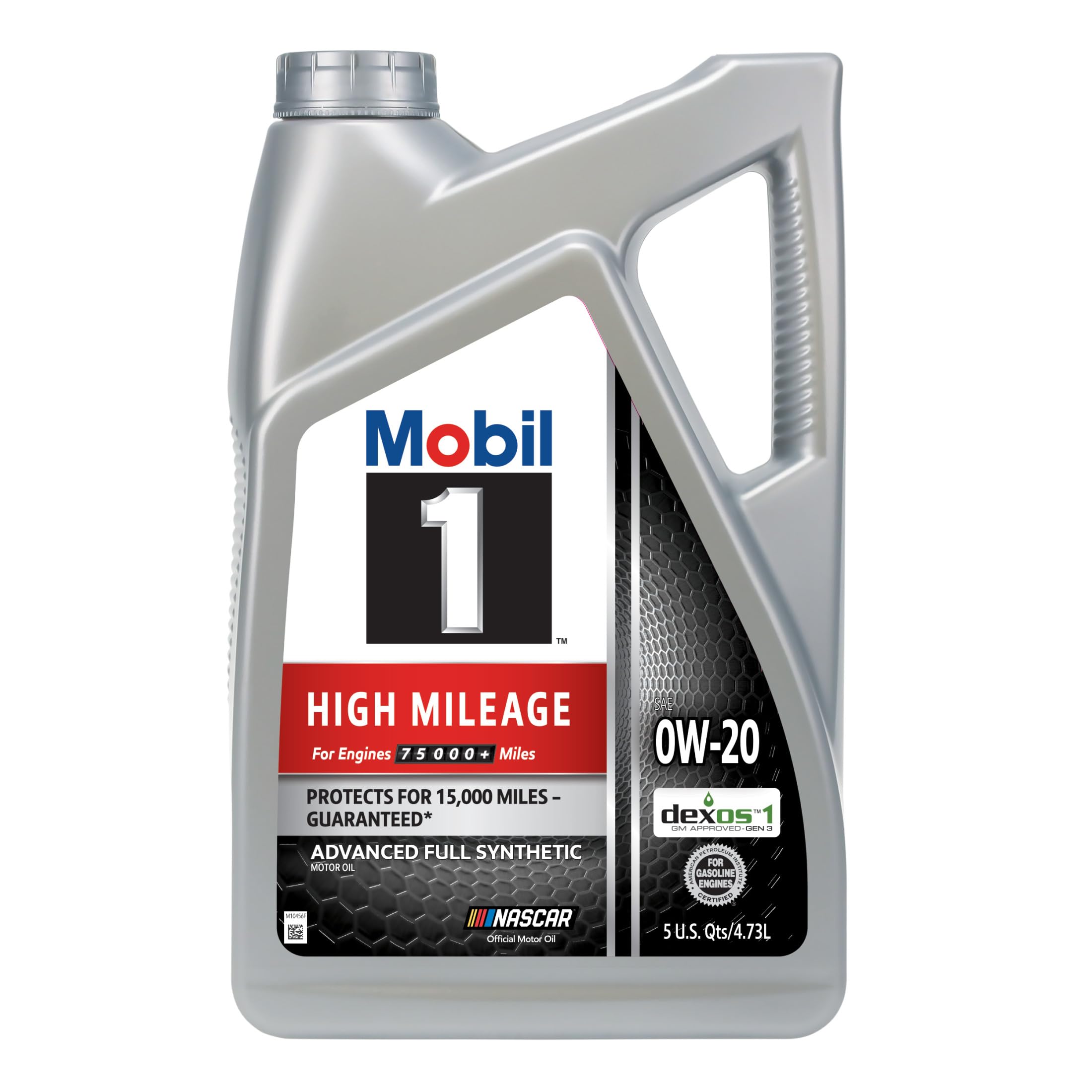 Mobil 1 High Mileage Full Synthetic Motor Oil 0W-20, 5 Quart | 75K+ Mile Protect