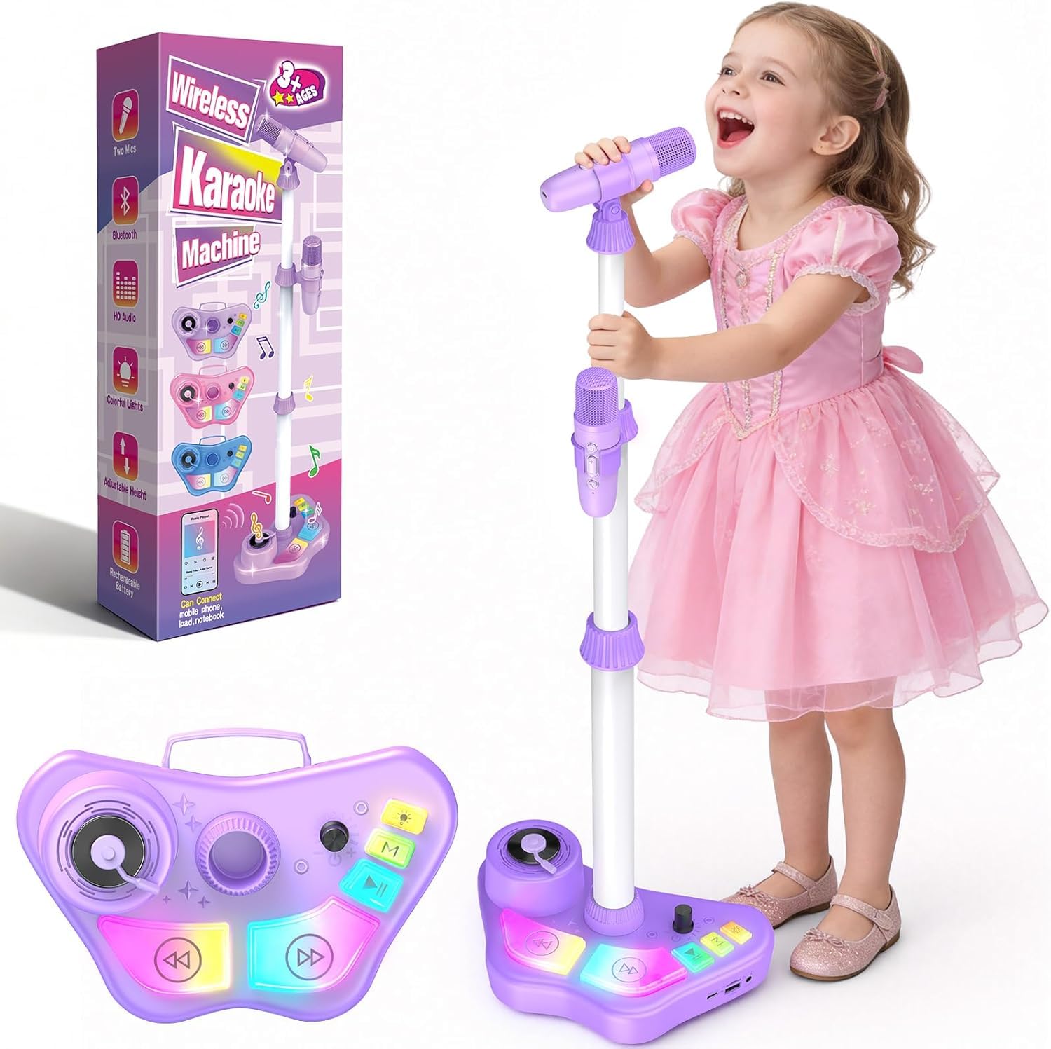 Exssary Kids Karaoke Machine Microphone with Stand, 3 4 5 6 7 8 Year Old Girl Gi