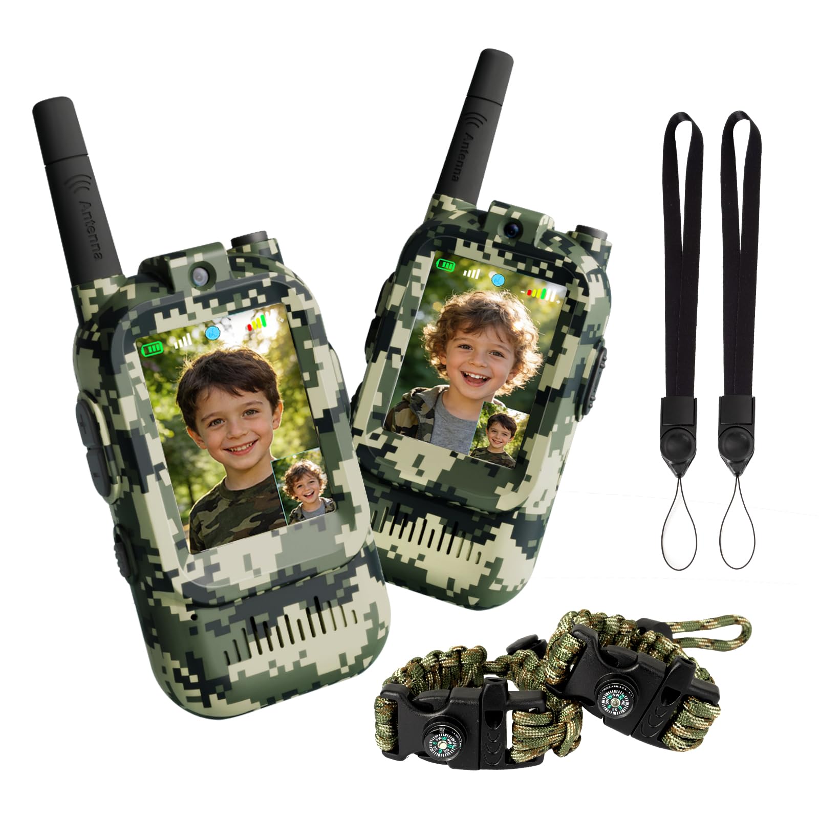 Video Walkie Talkies for Kids, 2 Pack Rechargeable with Screen | No WiFi Auto Pa