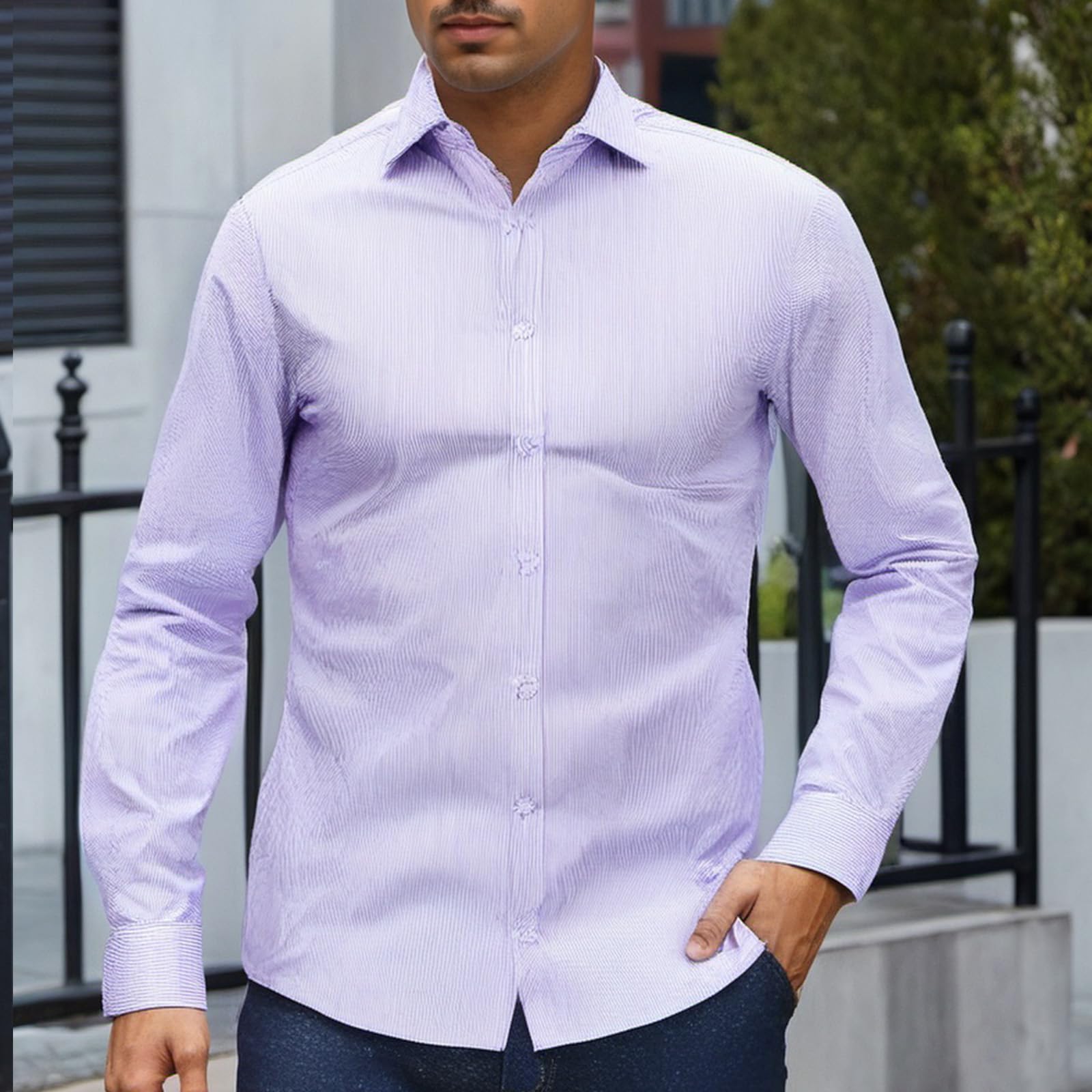 Men's Formal Long Sleeve Button Down Office Casual Slim Fit Shirt