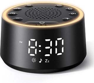 Dreamegg D1 Nova Sound Machine Alarm Clock for Sleep, White Noise | 25 Sounds, 7 Gentle Alarms, 5-Level Dimmable Clock, 10-480 Min Timer, 10-Color Night Light, USB-C Plug-In