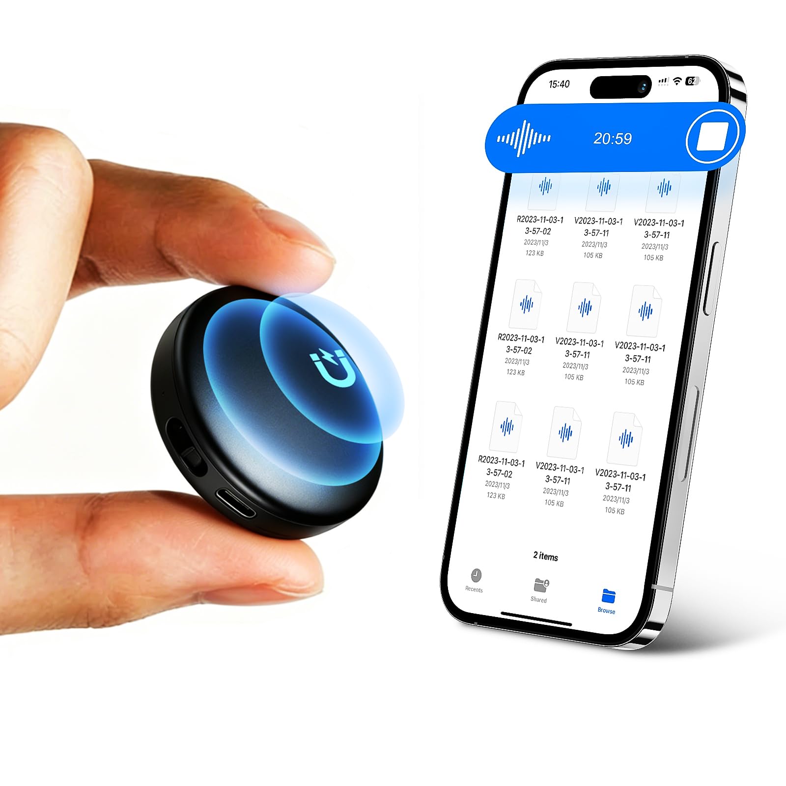 136GB(9800Hours) Voice Activated Recorder, HD Recording Device 1536kbps | One To