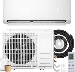 Tehanld 12000 BTU Mini Split Air Conditioner, 17 SEER2 115V Energy Efficient AC Inverter Air Conditioner & Heater Pump System, Cools Up to 750 Sq.Ft, Complete Installation Kit, Upgraded, White