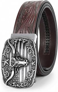 BELTROAD Mens Ratchet Western Leather Belt Cowboy with Automatic Buckle