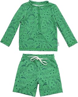 ALVABABY Long Sleeve Rashguards, Baby/Toddler Boys' Rash Guard Sets,Boy Swimsuit UPF 50+Two Piece Bathing Suit