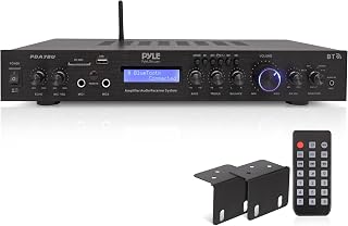 Pyle Premium Amplifier-Upgraded Rack Mount Receiver, Bluetooth Home Stereo - 200 Watts into 5 Channels with Subwoofer Out, Wireless Streaming, USB/SD/MP3 Ports, RCA Input, FM Radio, LCD Display