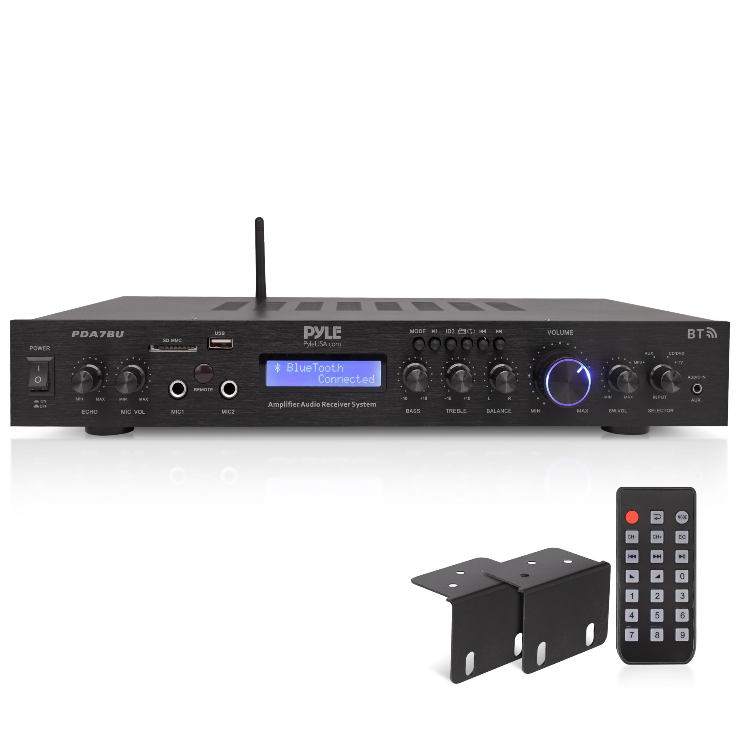Pyle Premium Amplifier-Upgraded Rack Mount Receiver, Bluetooth Home Stereo - 200