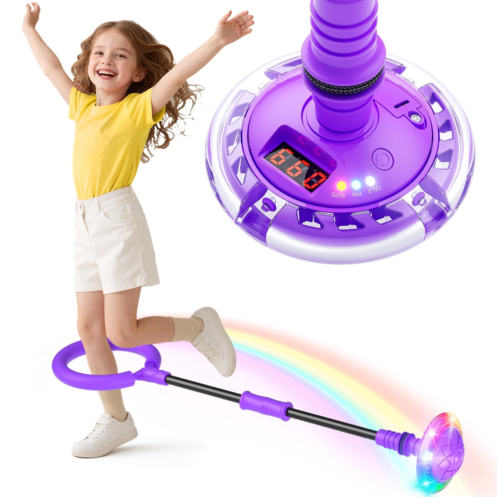 Ankle Skip Ball for Kids with Counter, Timer, Cal Calculator (Purple) | Girl Bir