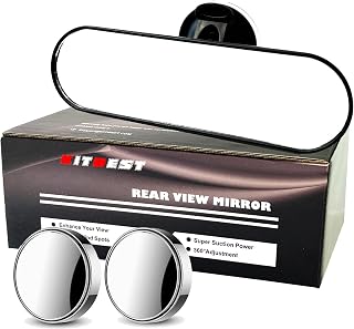 KITBEST Rear View Mirror Driving Test Instructor 220mm + 2 Blindspot Mirror | Upgraded Adhesive Suction, Wider View, Adjustable, Extra Second Interior Mirrors, for Lesson Examiner Learner Driver Car SUV