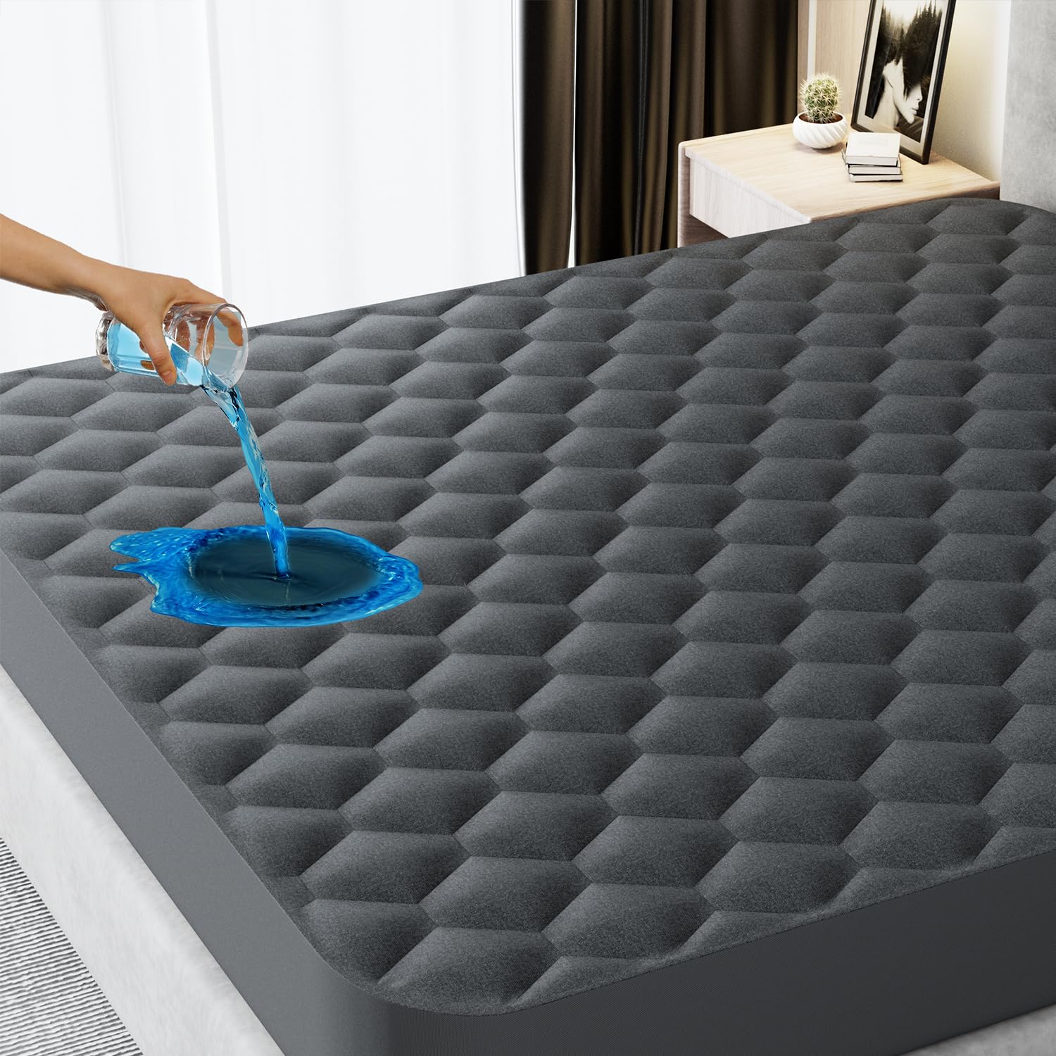 Waterproof Full Mattress Protector, Noiseless Full Size Mattress Pad with Deep P