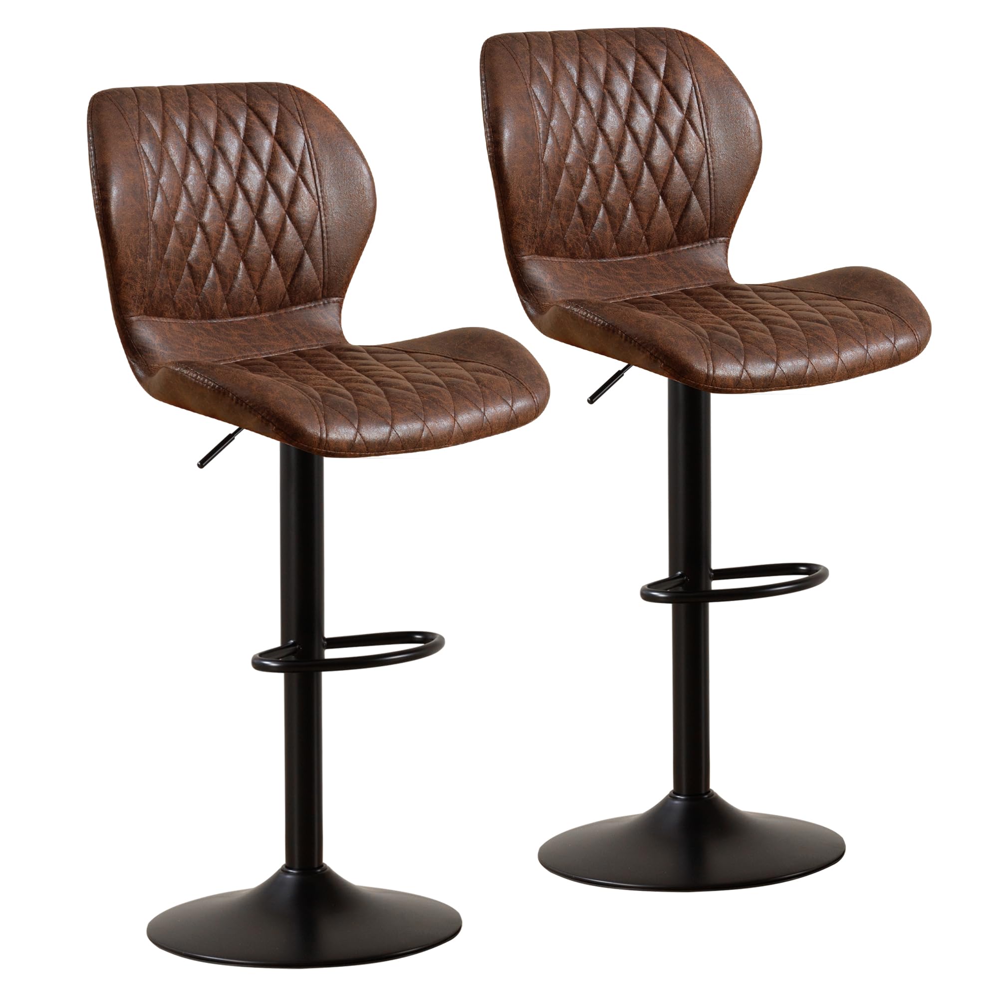 HOMYKA Modern Bar Stools Set of 2, Swivel Counter Height Barstools with Back, Ad