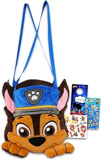 Paw Patrol Chase Plush Tote Bag - Collapsible Storage Bucket for Kids, Ages 3-7, Multicolor, Cartoon Chase Pattern, Unisex, Halloween, Easter, Beach, Pool, 1 Liter Capacity, Machine Washable