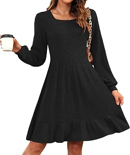 AUSELILY Women's Knitted Dress Long Sleeve Knitted Dress for Autumn-Winter