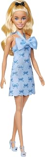 Barbie Style Fashionistas Doll and Accessory #237 | Blonde Fashion Doll Wearing Blue Dress, Hair Bow Accessory, Ages 3+