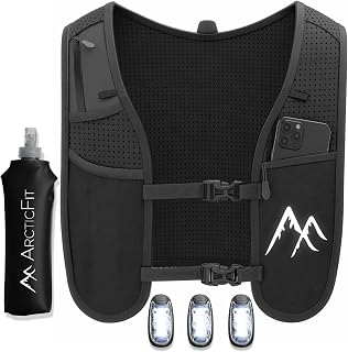 ArcticFit LED Running Vest - Adjustable Unisex Reflective Vest with Phone Holder and Storage - Lightweight and Durable Running Backpack Alternative - Hydration Vest