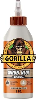 Gorilla Wood Glue, Fast Clamp, Water Resistant PVA, 8 oz | Paintable and Sandable, Natural Color, Indoor and Outdoor Projects