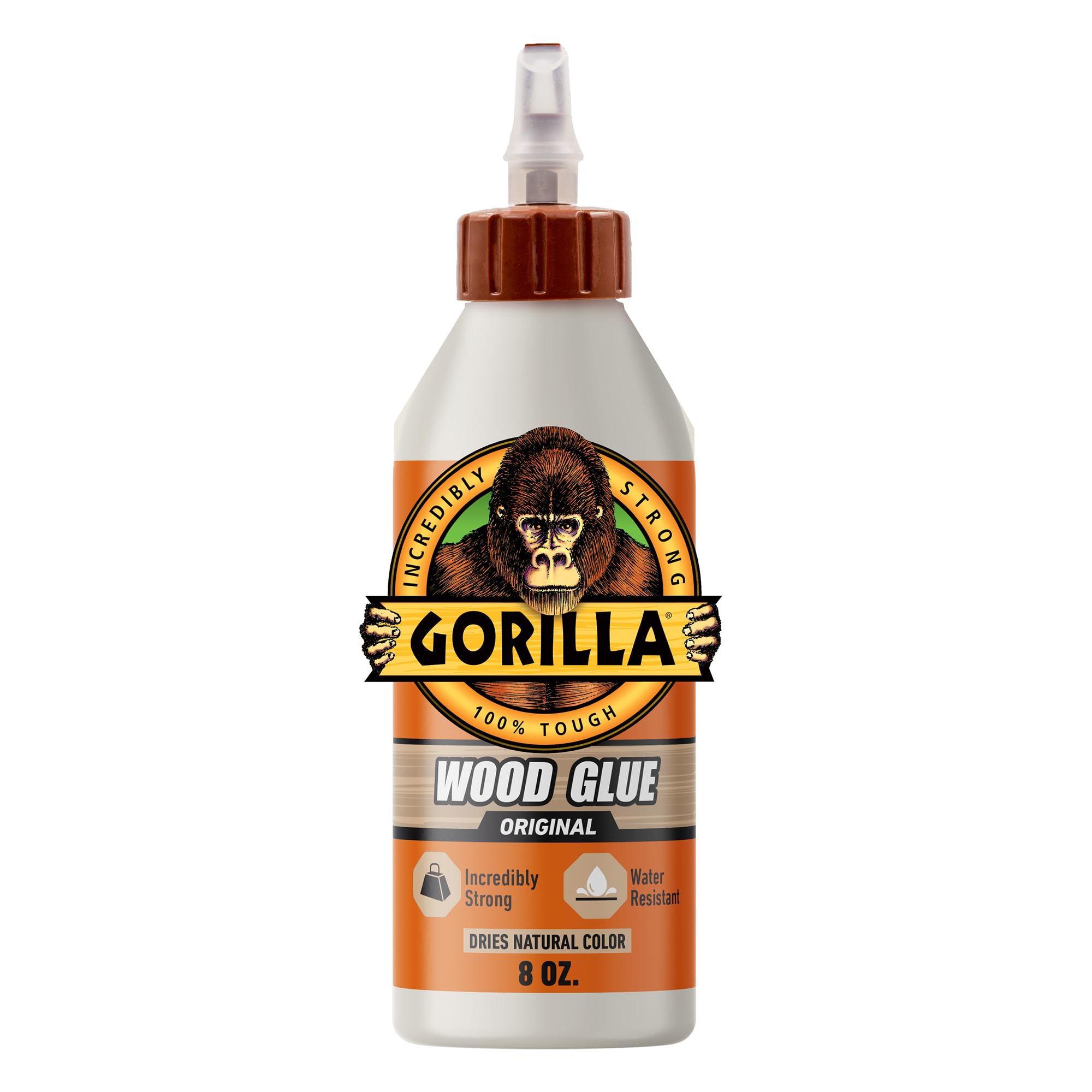 Gorilla Wood Glue, Fast Clamp, Water Resistant PVA, 8 oz | Paintable and Sandabl