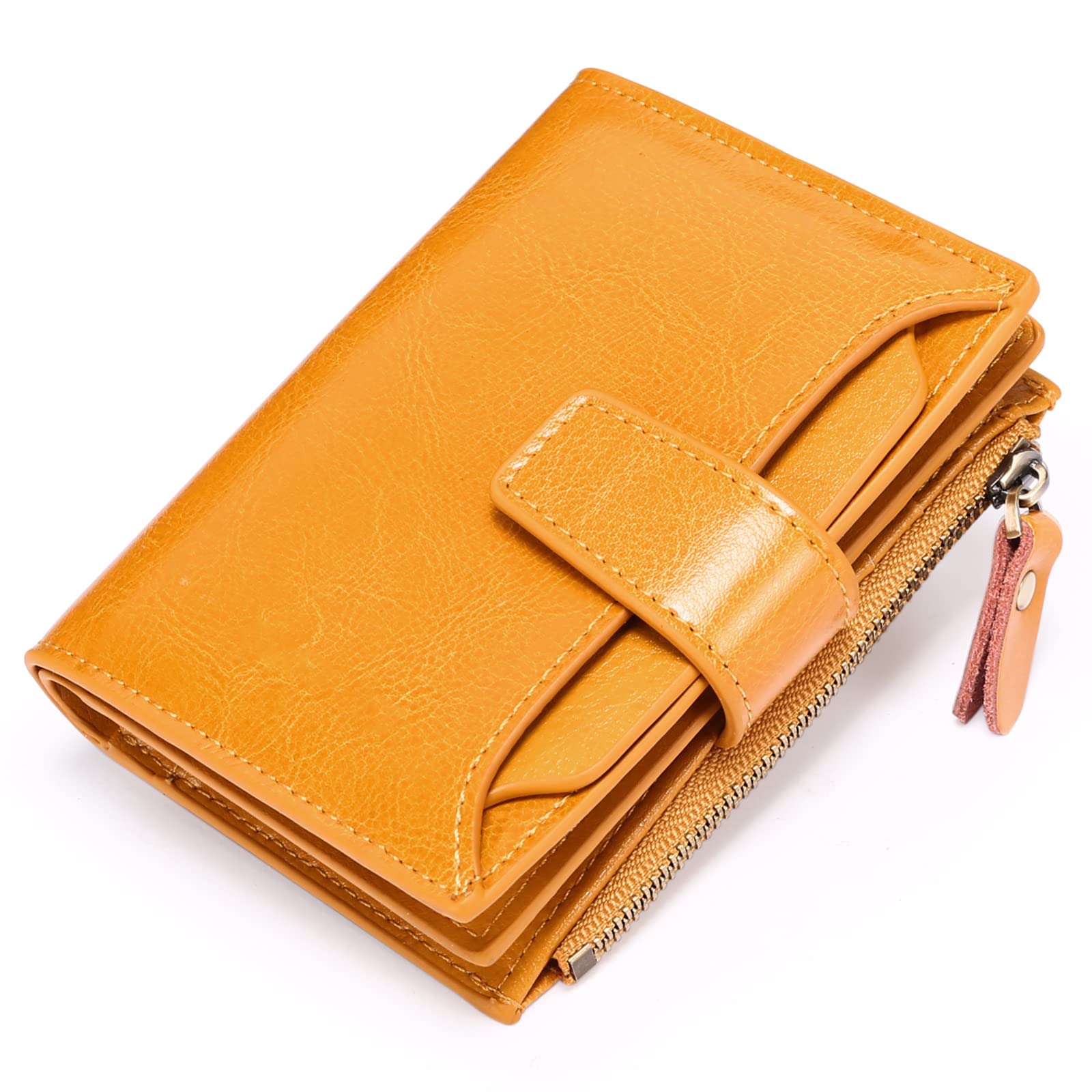 SENDEFN Women's Bifold Wallet, Genuine Leather, Large Capacity, Good Texture, RF