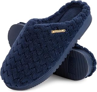 LongBay Women's Flannel Slippers Soft Memory Foam Slip on House Shoes Indoor Outdoor