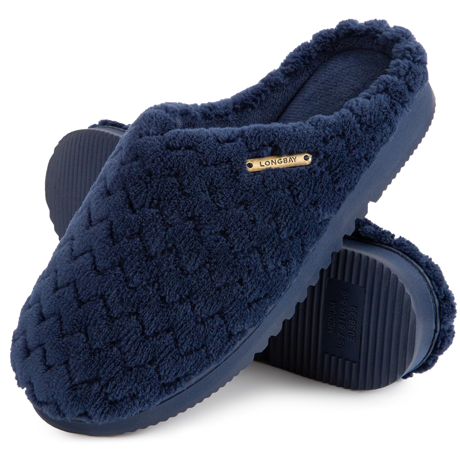 LongBay Women's Flannel Slippers Soft Memory Foam Slip on House Shoes Indoor Out