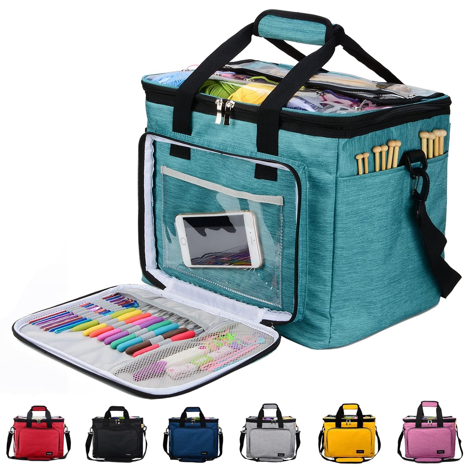Hoshin Knitting Bag for Yarn Storage, High Capacity Yarn Totes Organizer with In