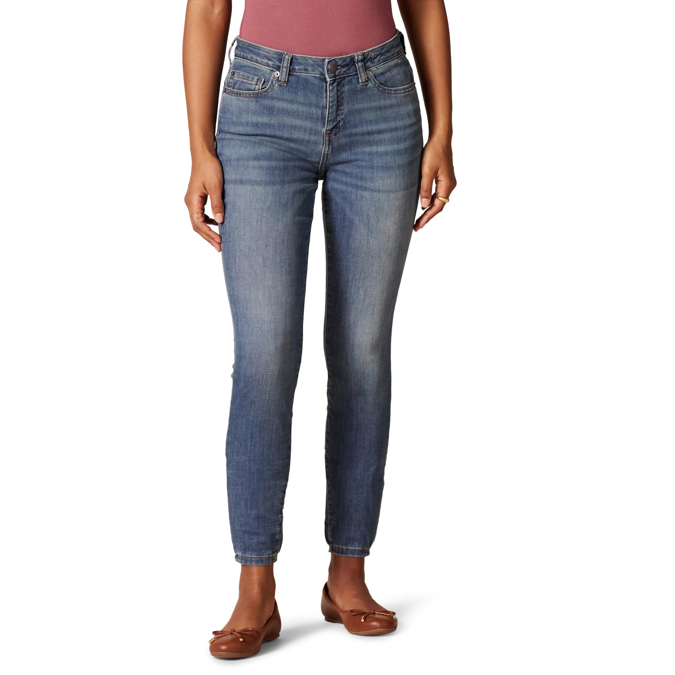 Amazon Essentials Damen Kurvige Skinny-Stretch-Jeans mit Mittelhohem Bund – Ausl