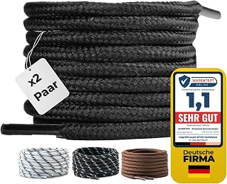LaceHype 2 Pairs - Premium Round Shoelaces [Ø 4 mm] for Work Shoes, Boots, Outdoor Shoes and Sports Shoes, Replacement Shoelaces Tear-Resistant Polyester