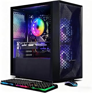 STGAubron Gaming PC Desktop,Core I5,RX 550 4G,16G RAM,512G SSD | Gaming Computer Tower for Streaming,Video Editing,Home,School,I5 up to 3.6G,ARGB Fan,WiFi 6,BT 5.0,4K DP,HDMI,Win11 Home