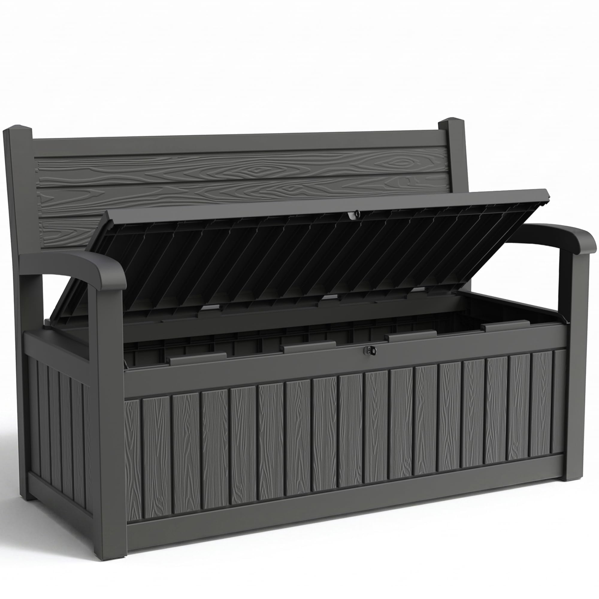 KFY 120 Gallon Outdoor Storage Bench, Lockable for Patio Furniture, Black | Wate