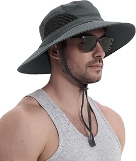 Wmcaps Sun Hats, Wide Brim UPF 50+ Foldable Fishing Safari Hat for Men