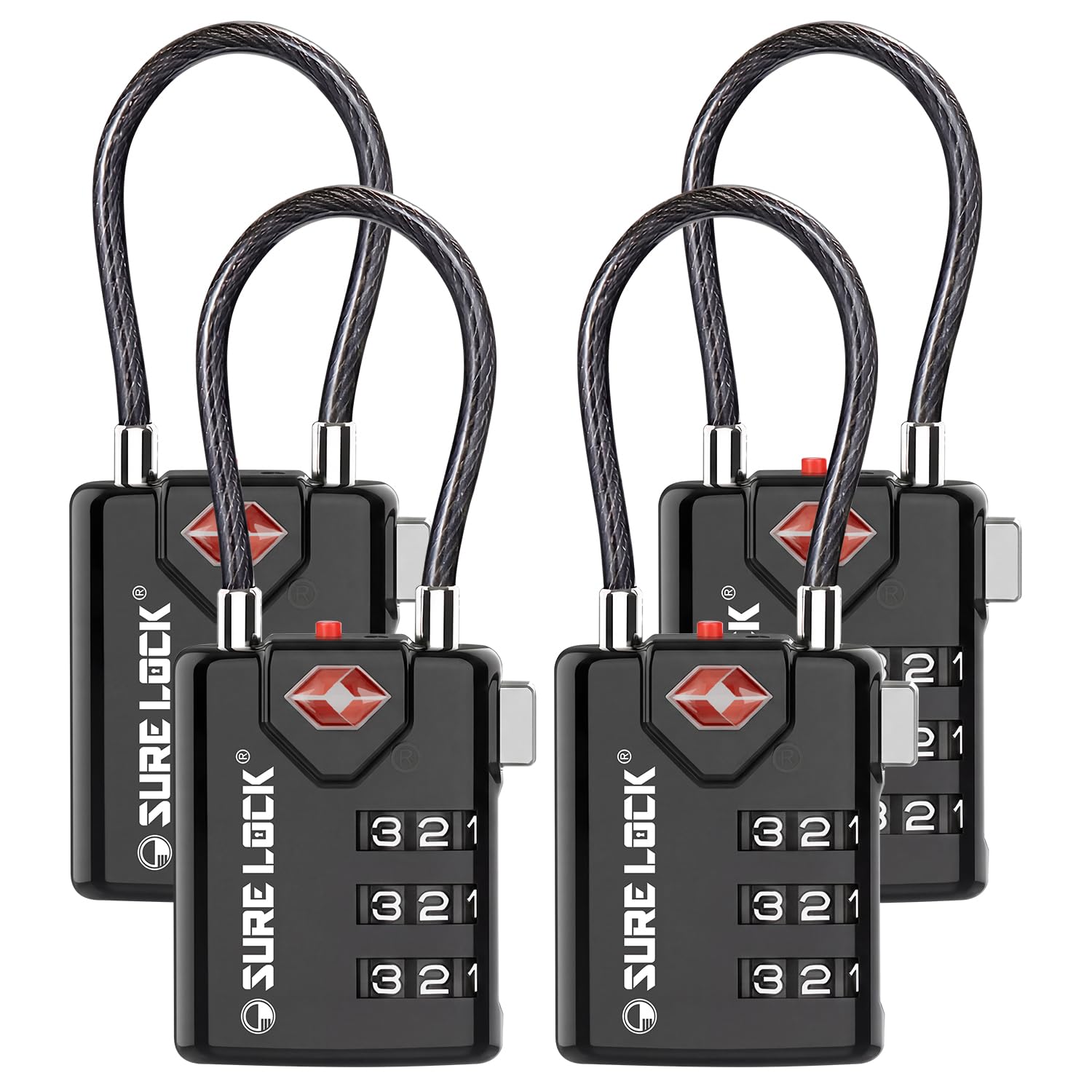 SURE LOCK TSA Compatible Travel Luggage Locks, Inspection Indicator, Easy Read D